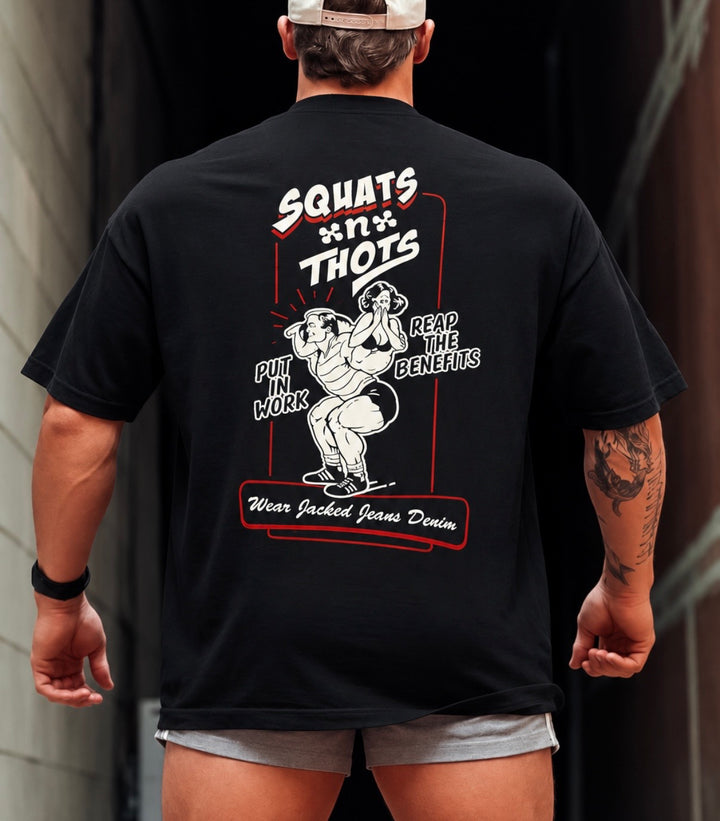 SQUATS N THOTS OVERSIZED TEE (BLACK)