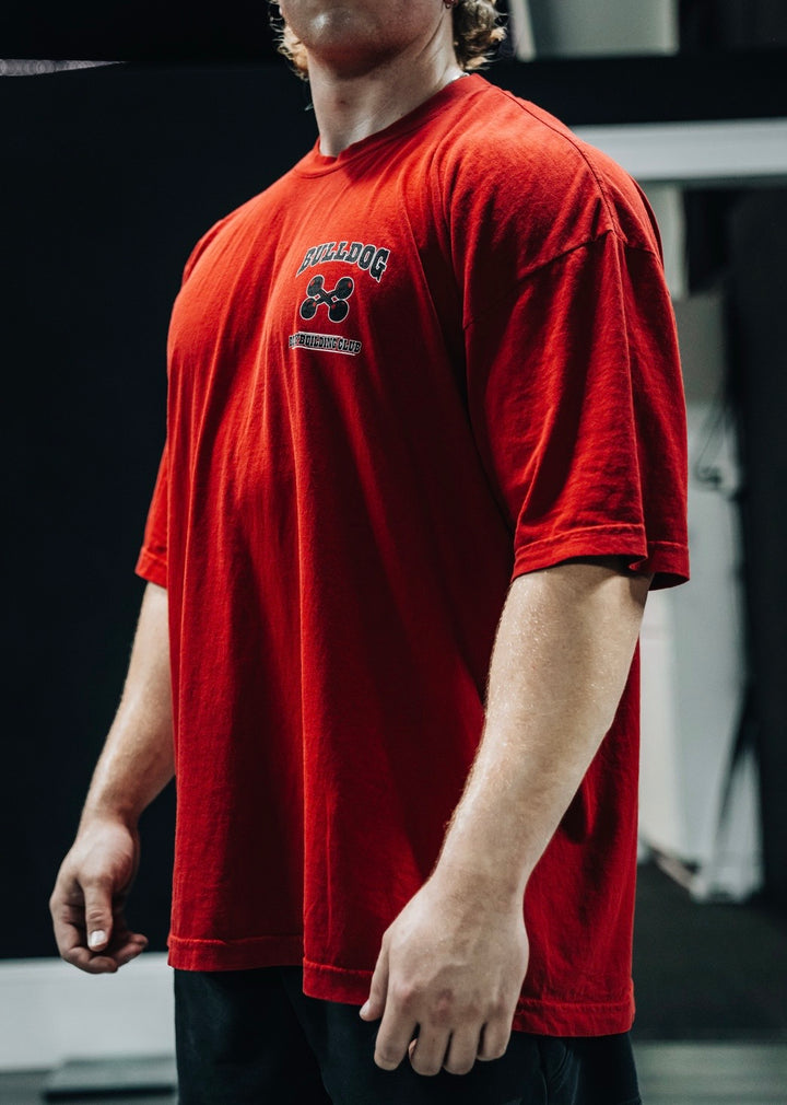BULLDOG BODYBUILDING CLUB OVERSIZED TEE (RED)