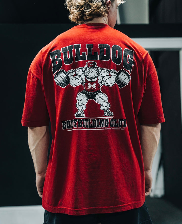 BULLDOG BODYBUILDING CLUB OVERSIZED TEE (RED)