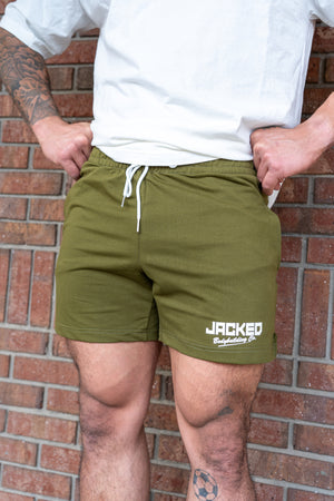 OLIVE COTTON SHORTS