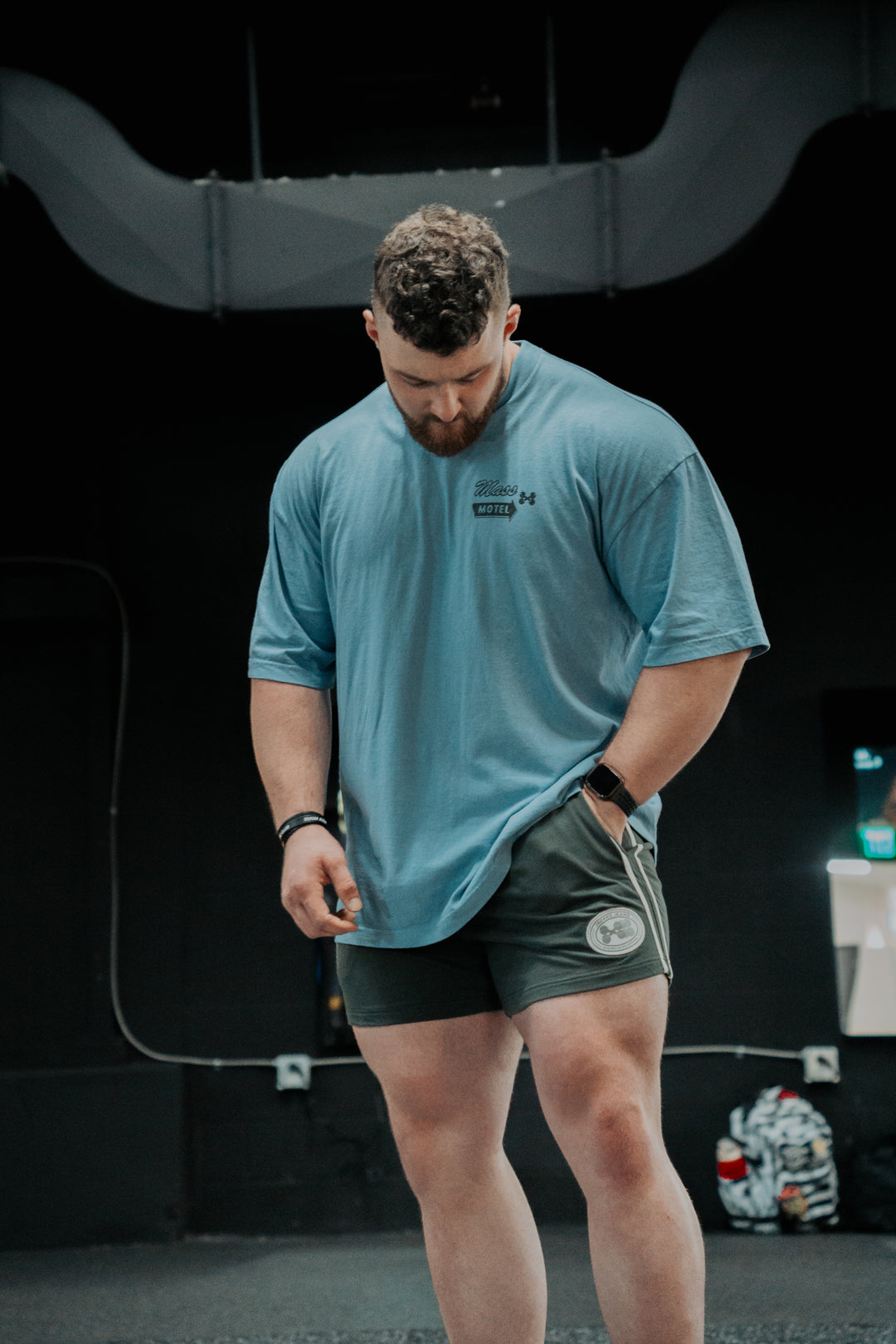 COTTON STRIPED 4" DARK TEAL SHORTS